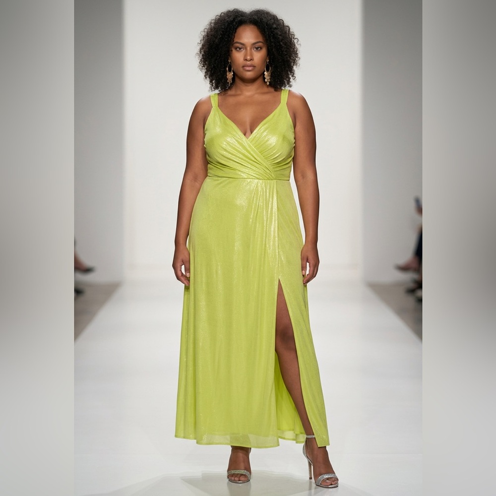 Jules & Cleo Mint/Lime Green Chiffon Formal Maxi Dress XXL Plus Size 22